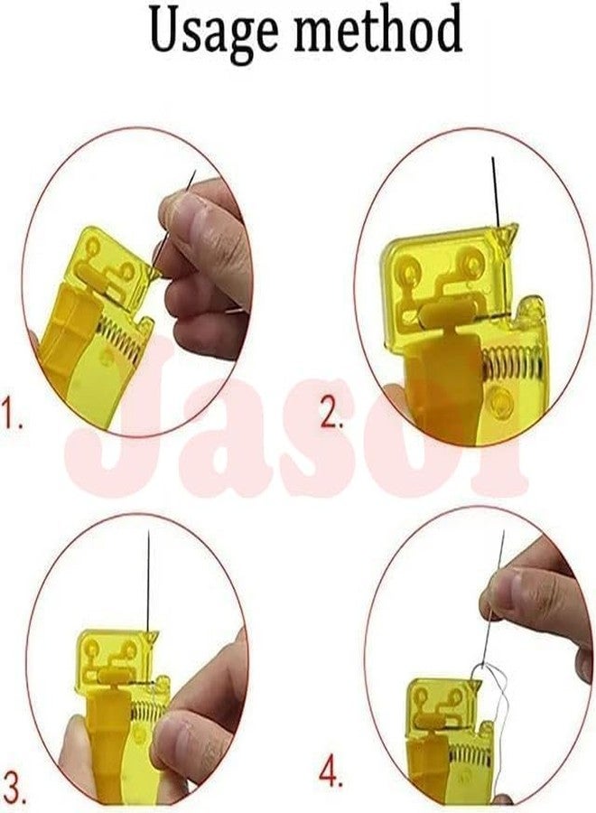 Jasol Needle Threader Inserter, Manual Plastic, Yellow, Red, Blue, Easy Threading, Sewing Tool Set of 1 - Image 5